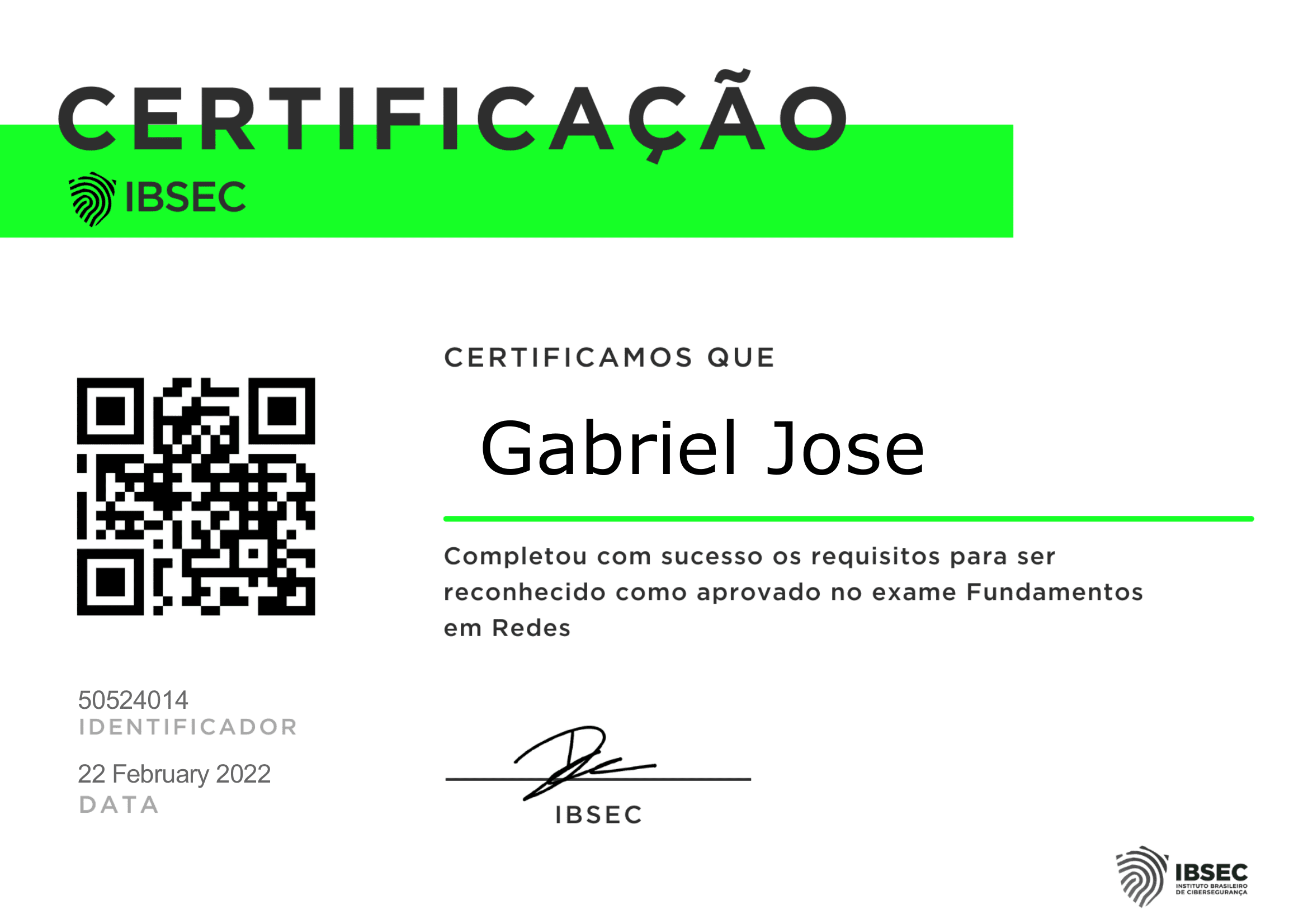 Certificado IBSEC de Fundamentos em Redes